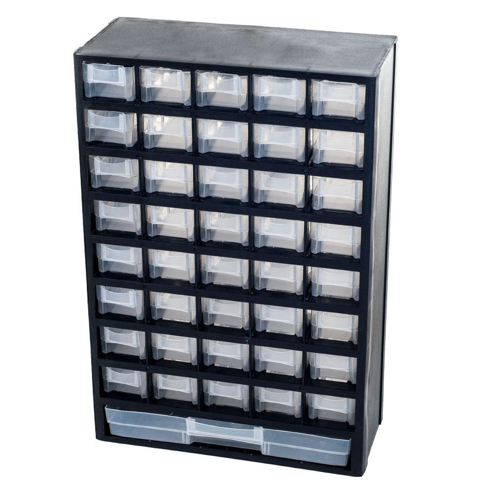 17.5 in. 41-Compartment Hardware Storage Small Parts Organizer in Black | The Home Depot