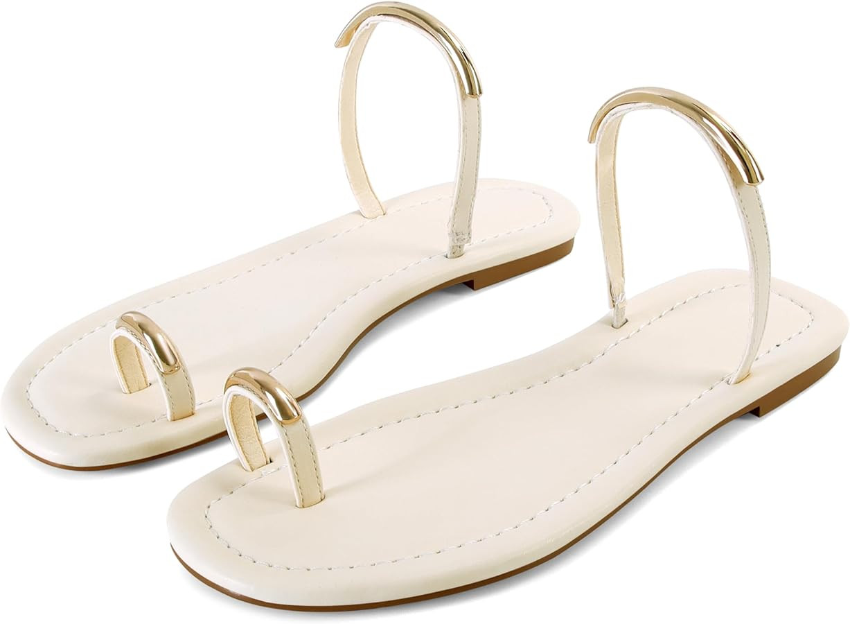 SOVANYOU Women's Toe Ring Thong Sandals Slip On Flat Flip Flops Open-Toe Slide Summer Sandals for... | Amazon (US)