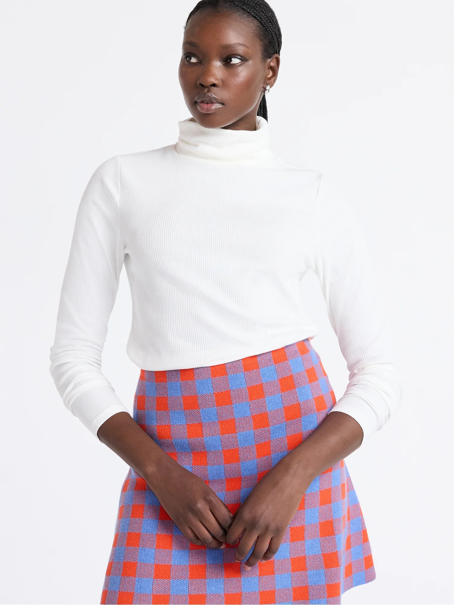 Free Assembly Women's Ribbed Turtleneck Tee, Sizes XS-XXL | Walmart (US)