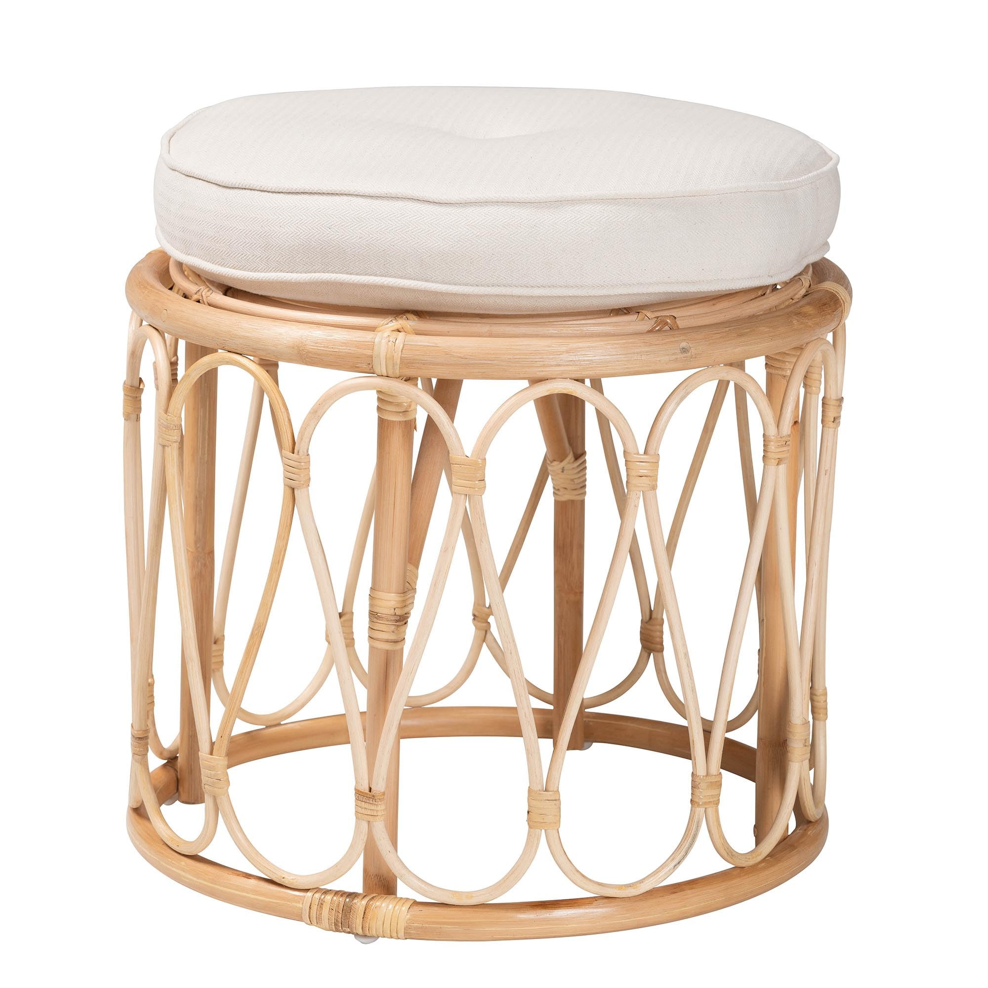 bali & pari Hachiro Natural Rattan Ottoman Footstool | Amazon (US)