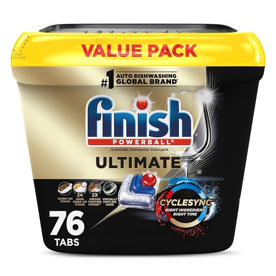Finish Ultimate Dishwasher Pods, No Pre-Rinse Dishwasher Detergent Soap Removes Burnt-On Stain, w... | Amazon (US)