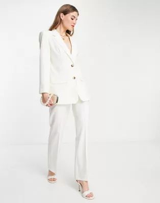 ASOS DESIGN mix & match slim straight suit pants in ivory | ASOS (Global)