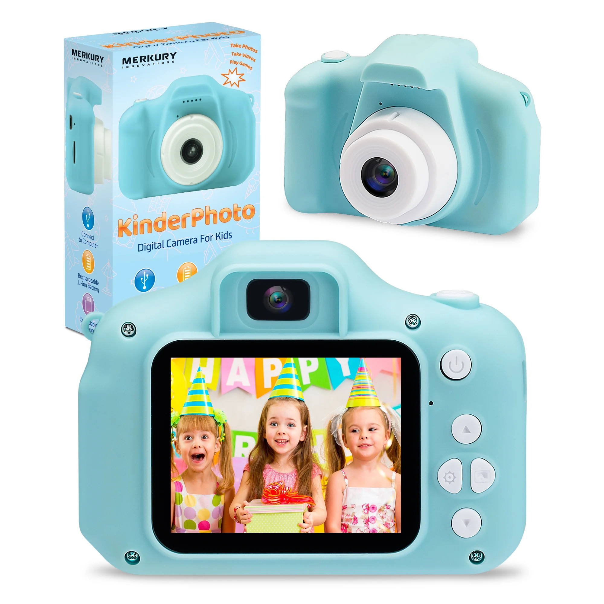 Merkury Innovations KinderPhoto Digital Camera for Kids - Blue, 3MP, 1080P Video, Games, and More... | Walmart (US)