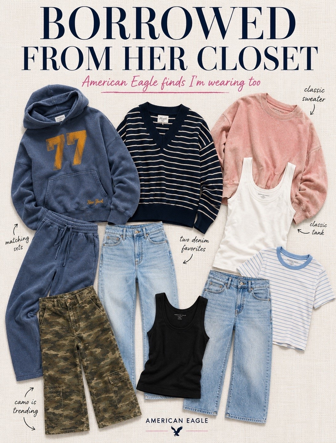 Mix and match styles that mothers and daughters can wear. Everything feels just a bit oversized so if you're between sizes, size down.