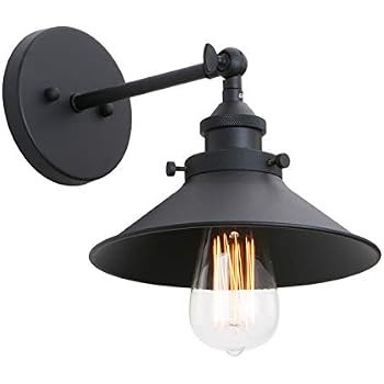 Permo Vintage Industrial Metal Wall Sconce Lighting 180 Degree Adjustable Wall Lamp (Black) | Amazon (US)