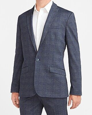 Slim Blue Plaid Luxe Comfort Soft Suit Jacket | Express