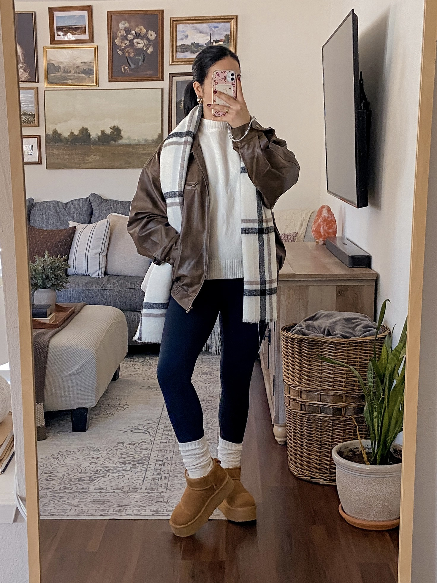 dressing by the three c’s is my favorite: comfy, cozy, casual 🧦☁️☕️🍂 white oversized knit sweater outfit, cozy fall outfit, comfy casual winter outfit, amazon slouchy socks outfit, faux leather bomber jacket outfit, black leggings outfit idea, neutral plaid scarf outfit, Ugg inspired platform shoes outfit, cozy winter style, casual cold weather outfit, comfy aesthetic outfit, winter layering outfit ideas, comfy knit sweater look, everyday cozy fashion, winter pinterest outfit inspo, cozy casual outfit, comfy winter fashion, amazon winter finds, cold weather outfit essentials, comfy knitwear outfit, winter shoe trends, platform slipper outfit, cozy neutral outfit, winter basics outfit, aesthetic comfy style, casual streetwear winter, comfy layered outfit, cozy winter vibes, comfy lifestyle aesthetic, casual everyday style, minimal winter wardrobe, winter comfort essentials, pinterest inspired winter look, cozy day outfit, comfy girl aesthetic  

 #LTKHoliday #LTKgrwm #LTKootd