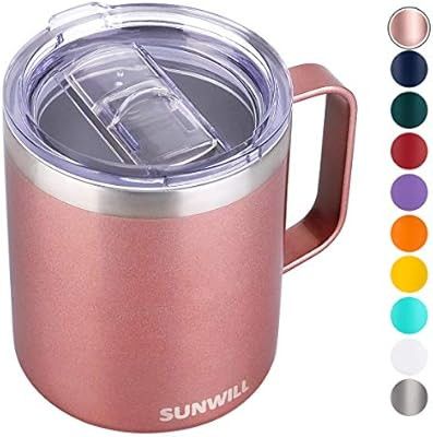 SUNWILL Coffee Mug with Handle, 14oz Insulated Stainless Steel Coffee Travel Mug, Double Wall Vac... | Amazon (US)