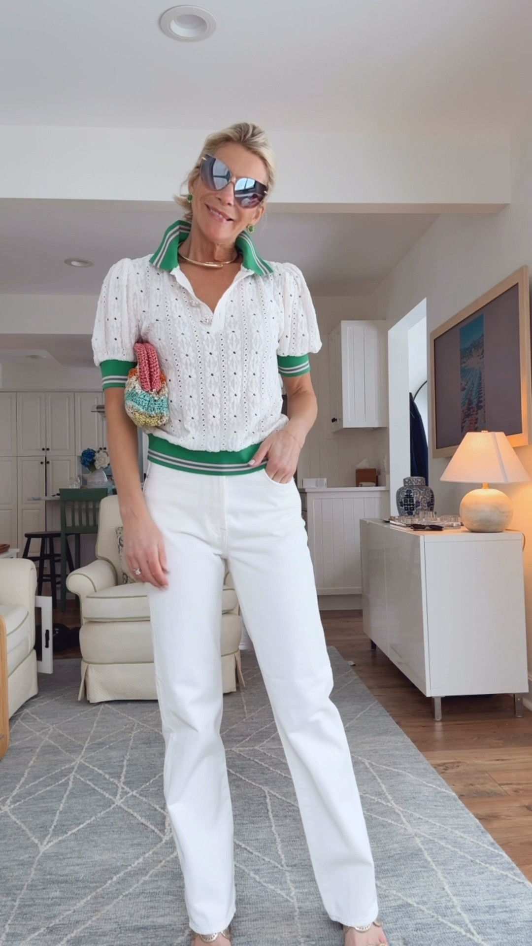 Serving effortless polish with a sporty twist. This look just feels put together without trying too hard—crisp whites, a pop of green, and a little attitude behind the sunnies.

#LTKootd #LTKOver40 #LTKTravel