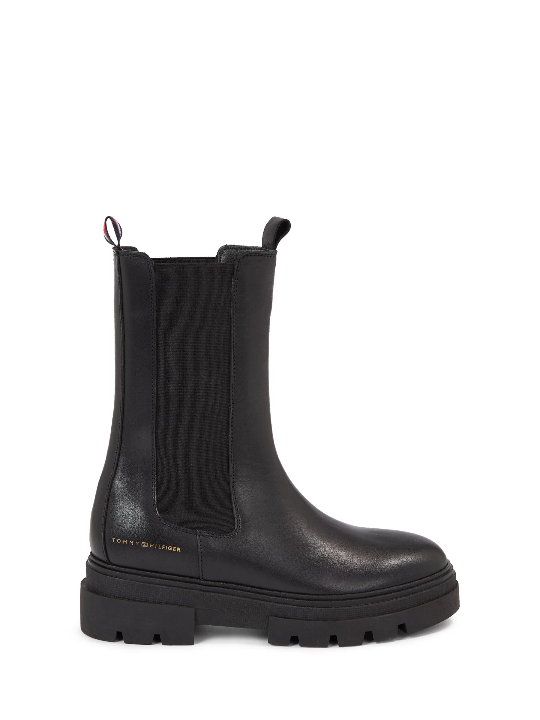 Tommy Hilfiger Leather Chunky Sole Chelsea Boots, Black | John Lewis (UK)