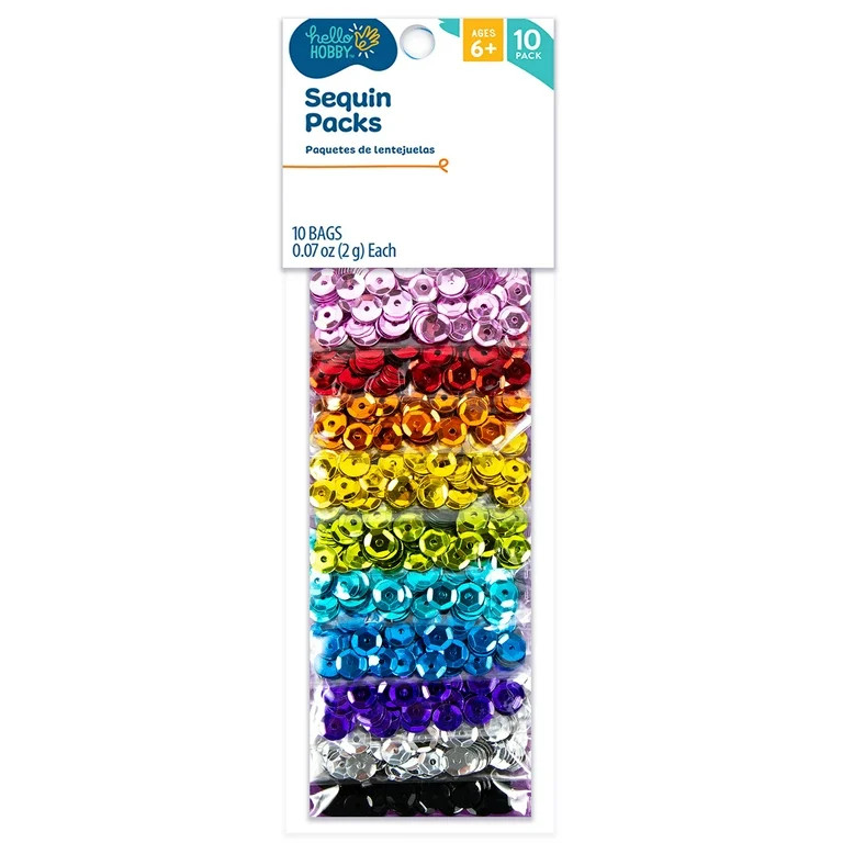 Hello Hobby Assorted Sequins, 10-Pack, Boys and Girls, Child, Ages 6+ | Walmart (US)