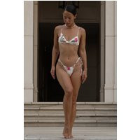 Andie Ruched String Side Bikini Brief - Bella Rosa Print | MESHKI US