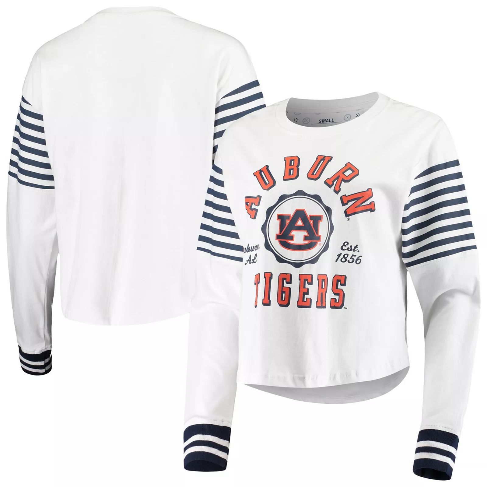 Women's Pressbox White/Navy Auburn Tigers Miriam Sleeve Stripes Jersey Long Sleeve T-Shirt, Size: Me | Kohl's