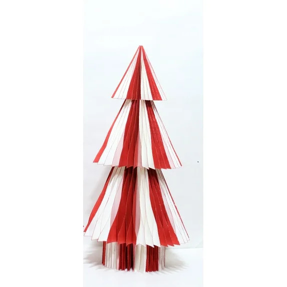 Honeycomb Paper Tree Christmas Decoration, Red and White, 35", by Holiday Time | Walmart (US)