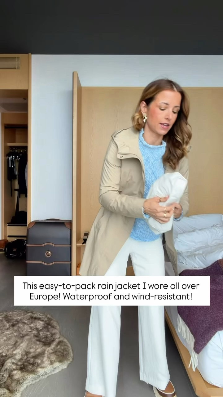 The items thousands of you are not returning!I love this easy to pack rain jacket in size 2. You can cinch the waist, has a vent in the back + hidden hood! Also picked on inside and outside! Mine is an older color but it comes in new neutral colors! Fall outfits. What I wore in Iceland and Switzerland. Europe outfits. Packable rain jacket. Fall style.

#LTKootd #LTKSeasonal #LTKTravel