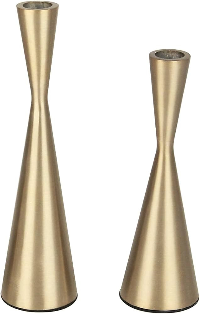 Vixdonos Brass Gold Metal Candle Holders Taper Candlestick Holders Set of 2 Table Decorative Cand... | Amazon (US)