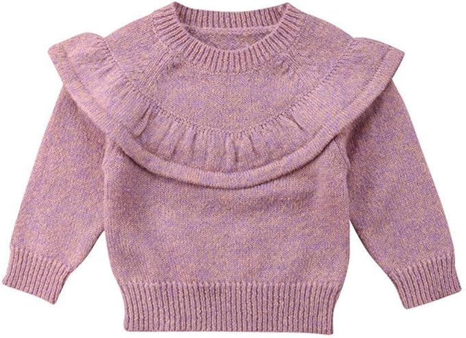 Newborn Infant Baby Girl Sweater Kid Long Sleeve Ruffle Warm Spring Fall Winter Pullover Tops Out... | Amazon (US)
