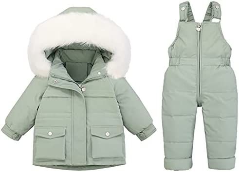 Kids Ski Suit Baby Winter Snowsuit Down Jacket Coat with Snow Down Pants 2 Pieces Ski Outfit Set ... | Amazon (US)