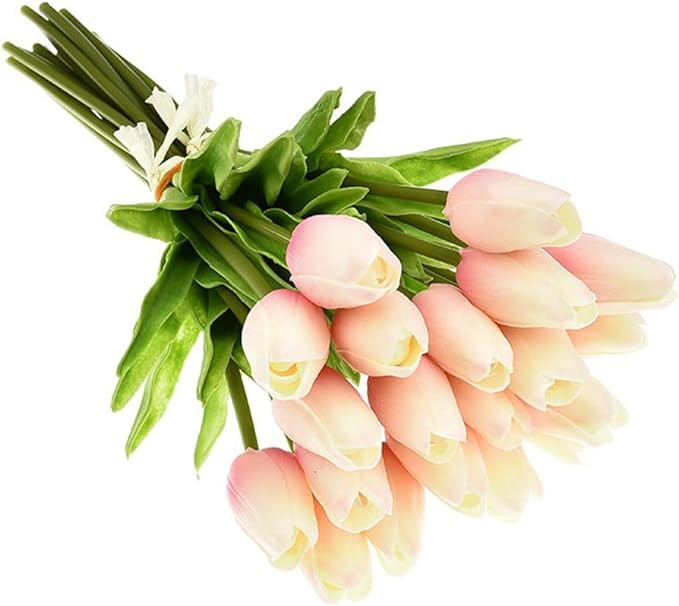 30 Pcs Artificial Tulip Flowers Real Touch Tulips Fake PU Tulip Flowers Bouquet for Home Wedding ... | Amazon (US)