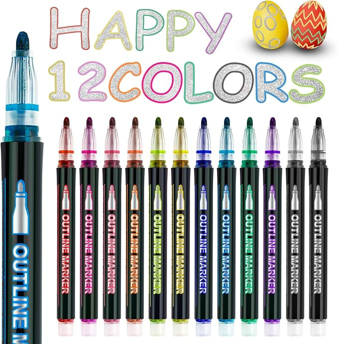 Easter Basket Stuffers for Teens: Teen Girl Girls Trendy Stuff 12 Colors Shimmer Markers Outline ... | Amazon (US)