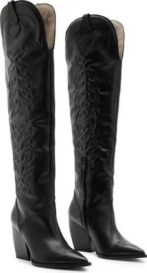 AllSaints Roxanne Knee High Western Boot (Women) | Nordstrom | Nordstrom