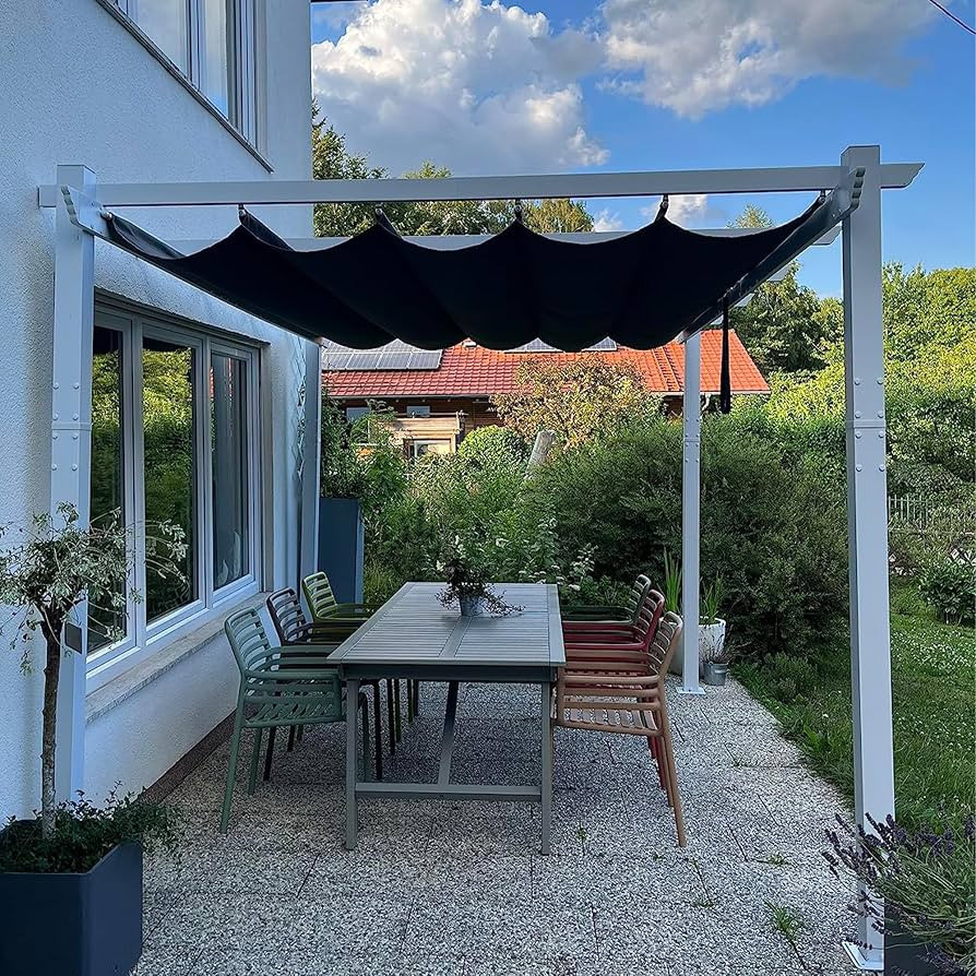 PURPLE LEAF 10' x 12' Outdoor Retractable Pergola Heavy-Duty Aluminum White Pergola with Sun Shad... | Amazon (US)