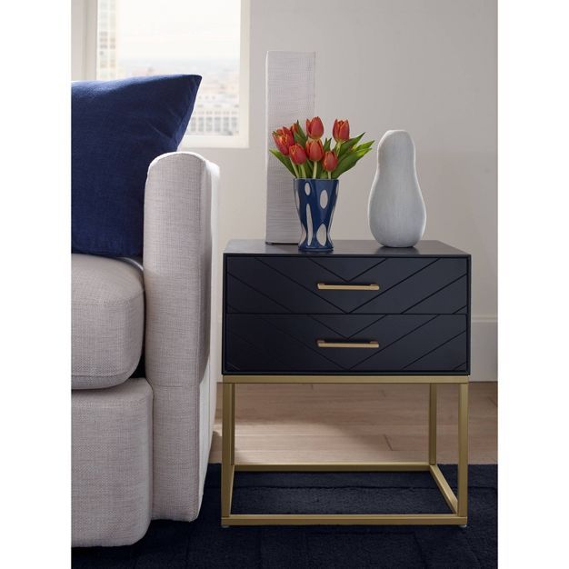 Ellias Bedside Nightstand Table Black/Gold - Finch | Target