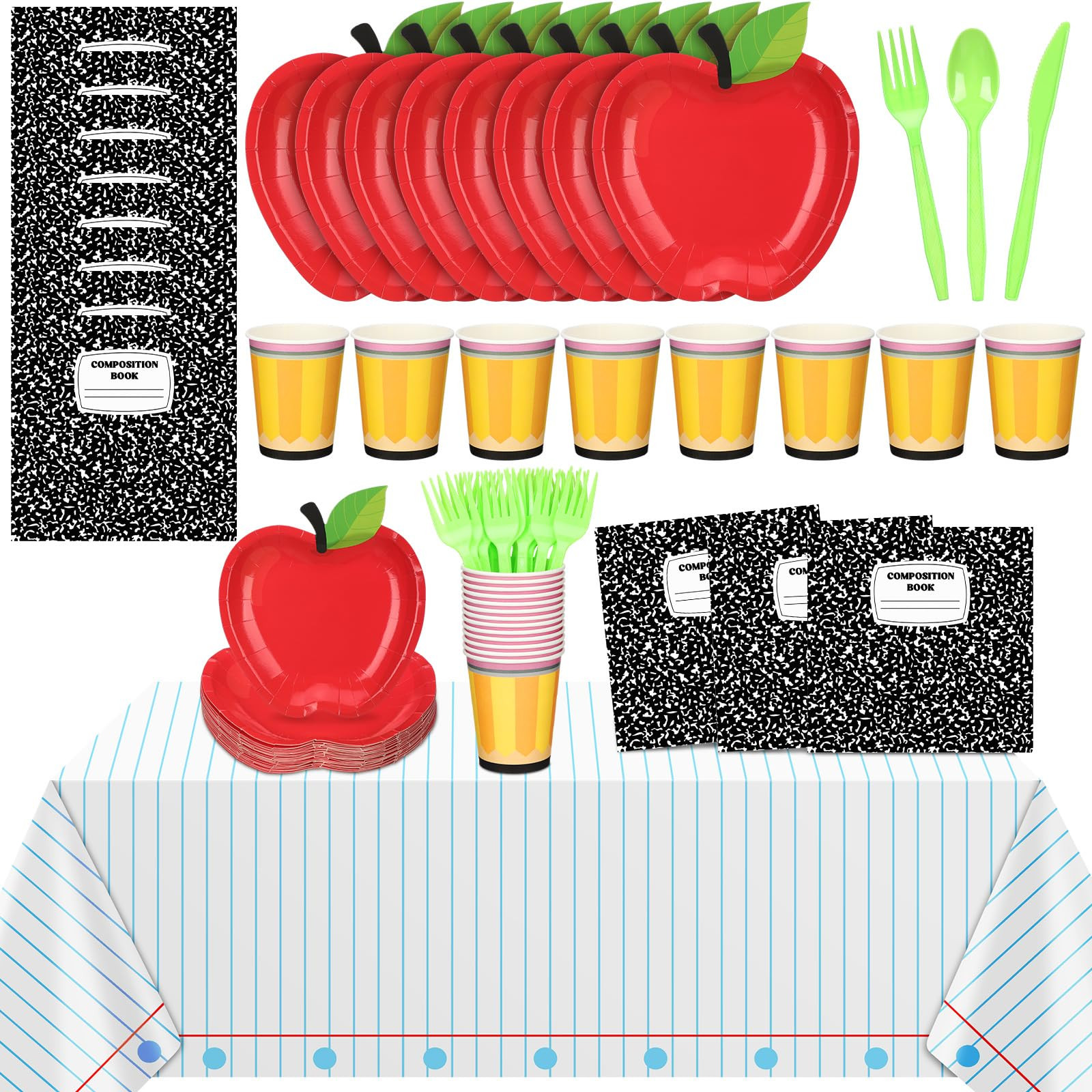 146 Pcs Back to School Decoration Apple Paper Plates First Day of School Party Supplies Tableware... | Amazon (US)