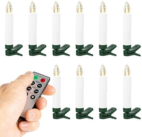 WYZworks 10 Pack 3.5" Battery Operated Led Flameless Flickering Taper Candles with Timer Remote C... | Amazon (US)