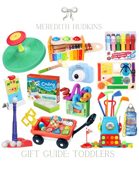 Trending Christmas gifts, trending toys, popular toys, toys for toddlers, stocking stuffers, playroom, toddler golf sets, baseball tee, Bubbles, toy camera, music toys busy board, coding starter kit, Fisher-Price wagon, squeezable paint brushes, sit in span playskool, kids toys, children gifts, Amazon finds, Amazon sale, Christmas gift guide for kids, little boy, little girl

#LTKGiftGuide #LTKbaby #LTKkids