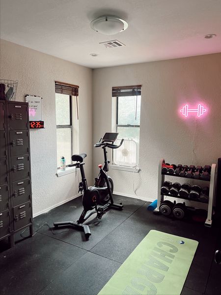 home gym vibes 💪🏼 

my neon sign, clock, white board and wall mirrors are all from Amazon! I also linked my Walmart bike that I use for peloton classes without the peloton price tag - it’s $100 off right now! 

#LTKfitness #LTKhome #LTKsalealert