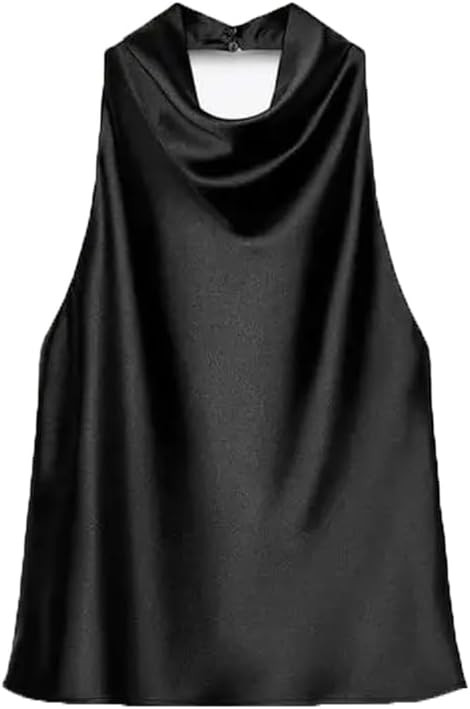 Women Spring Satin Halter Top Sexy Hanging Neck Backless Women's Camisole Waistcoat Tops | Amazon (US)
