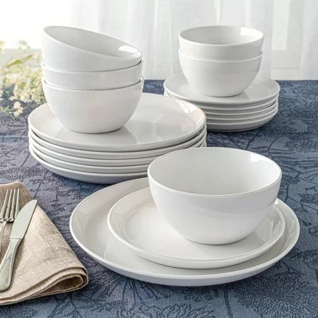 Better Homes & Gardens 18 Piece Porcelain Collins Modern Dinnerware Set | Walmart (US)