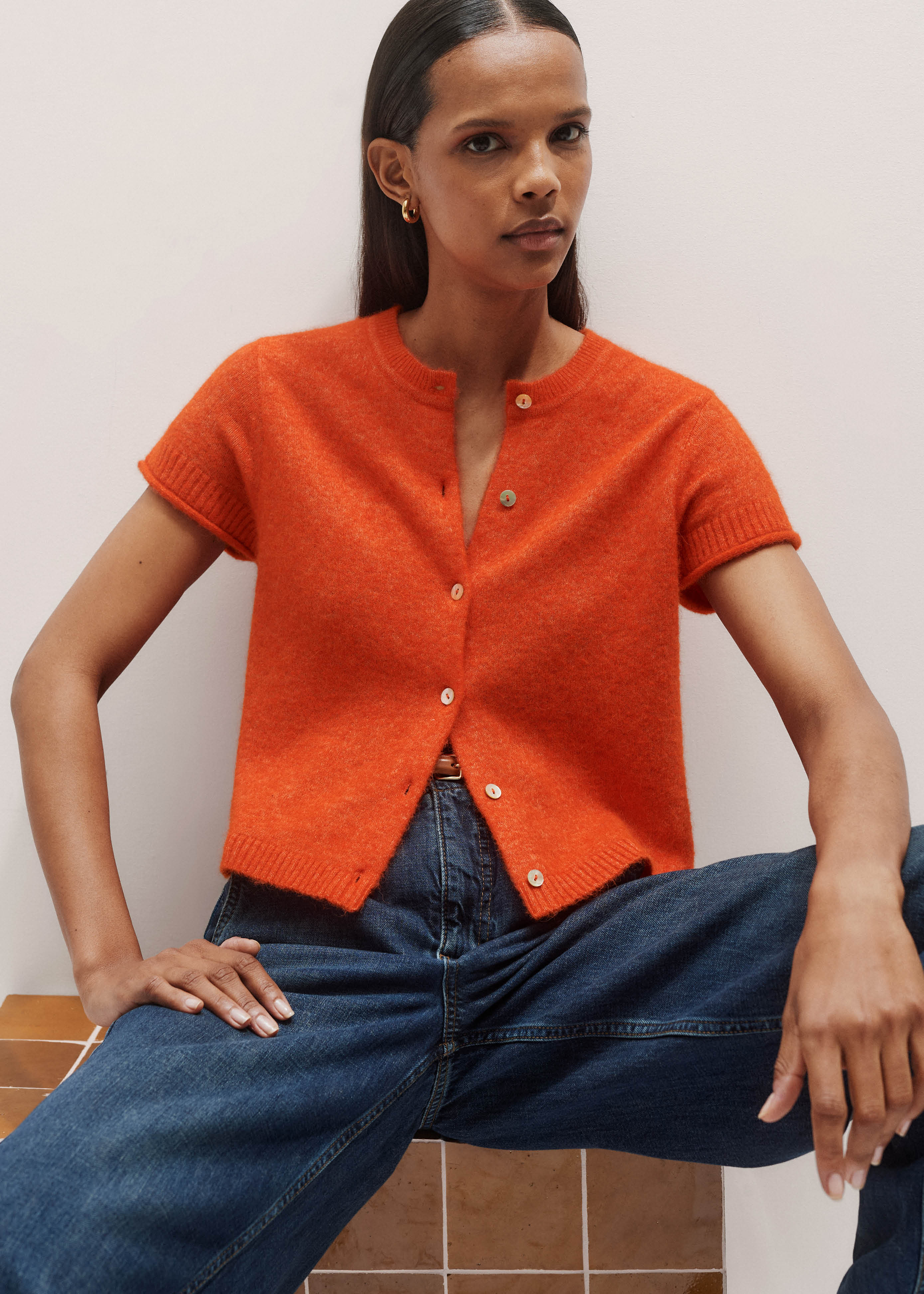 Button-Through Knit Baby Tee Responsibly Sourced Alpaca + Recycled Fibre Blend | ME+EM Global (Excluding US)