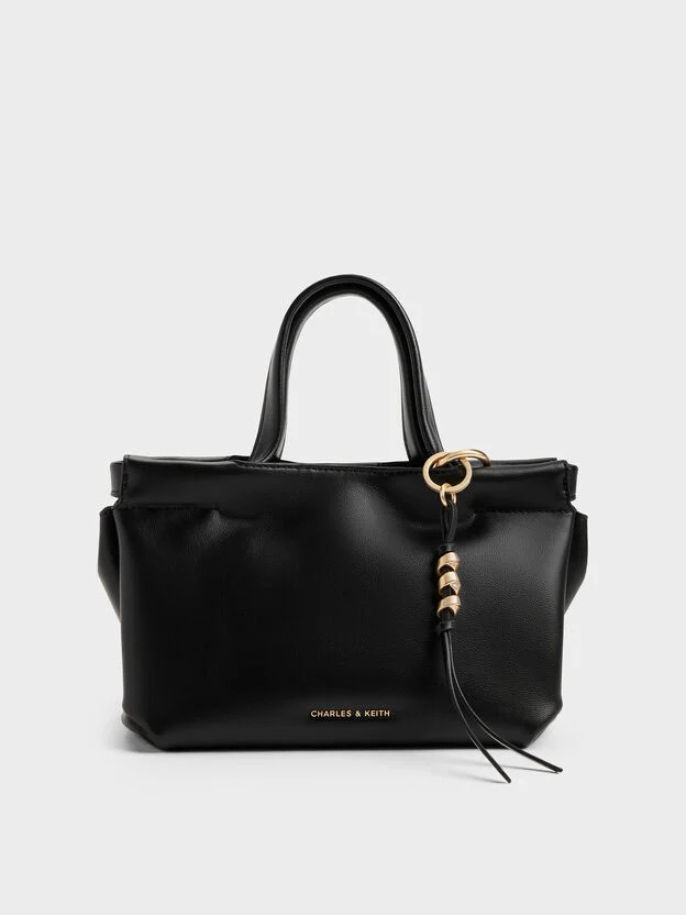 Black Mini Zephyr Tassel Tote Bag | CHARLES & KEITH | Charles & Keith US
