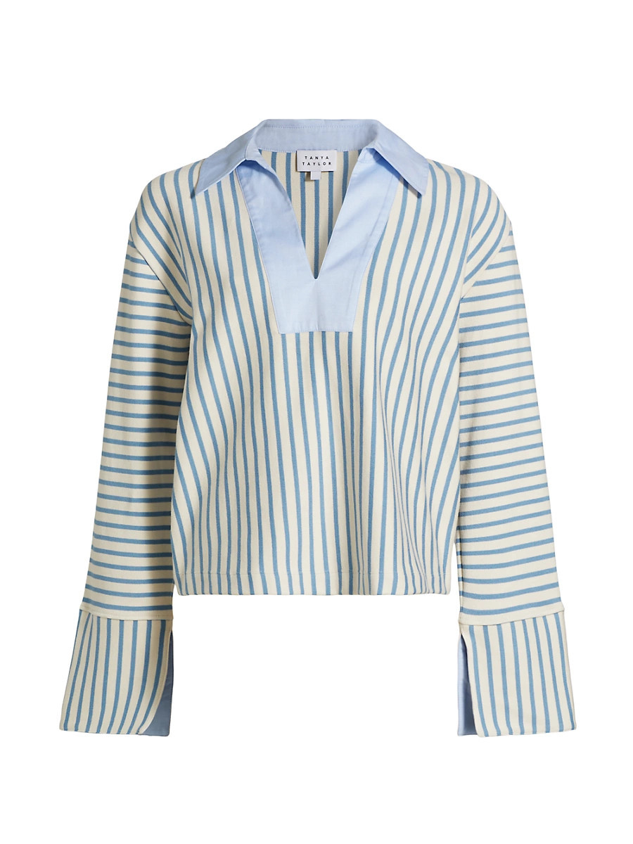 Women's Whitney Striped Long-Sleeve Top - Cream Blue Bird Thin Stripe - Size XXS | Saks Fifth Avenue