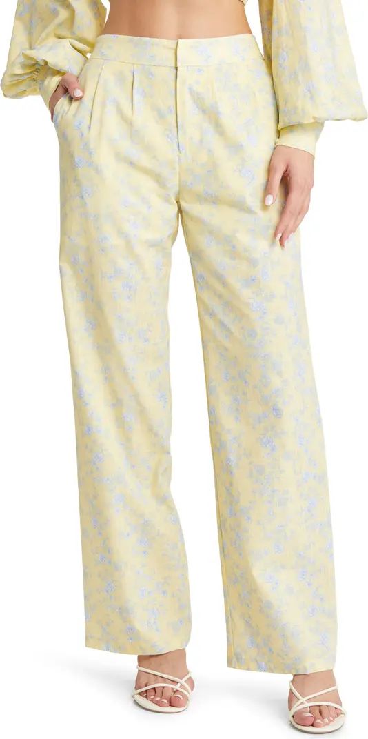 Lou Floral Recycled Linen Wide Leg Pants | Nordstrom