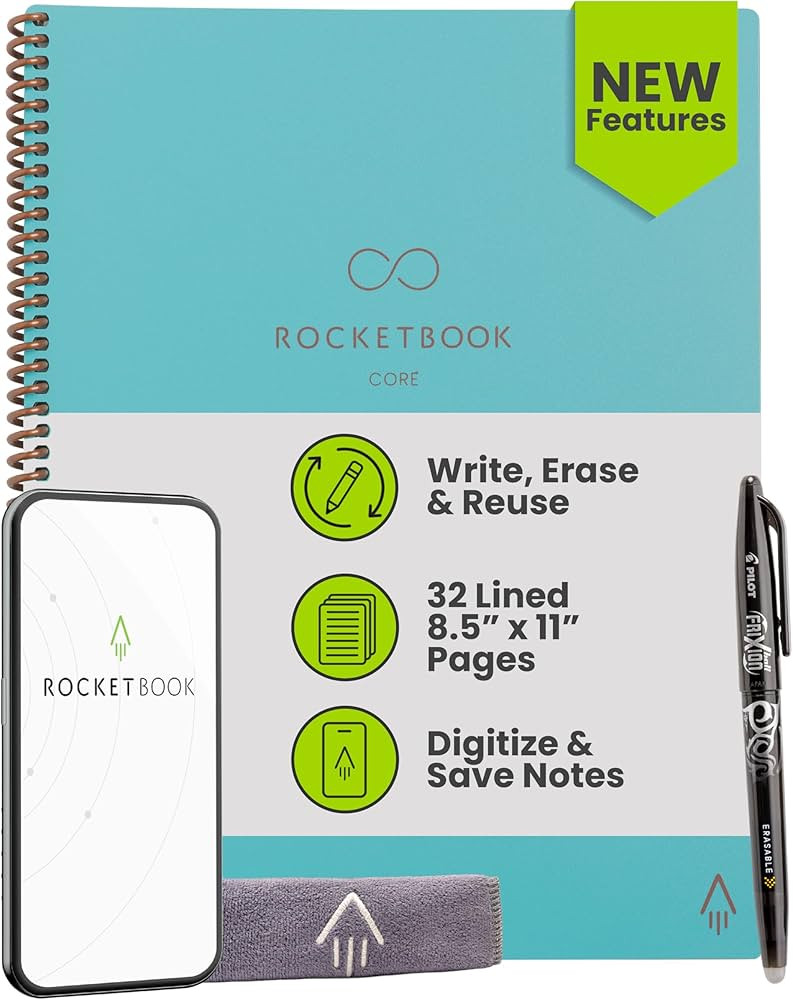 Rocketbook Core Reusable Smart Notebook, Lined Pages For School, Work and Creative Projects, Lett... | Amazon (US)