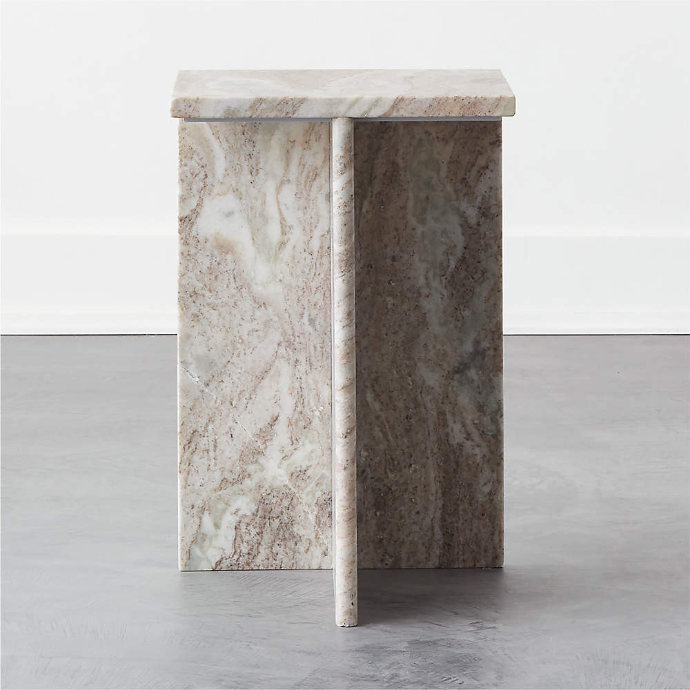 T Short Marble Side Table + Reviews | CB2 | CB2