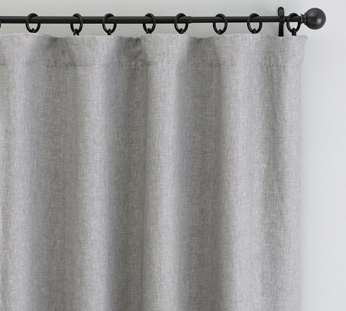 Custom Classic Belgian Flax Linen Rod Pocket Curtain - Chambray Gray | Pottery Barn (US)