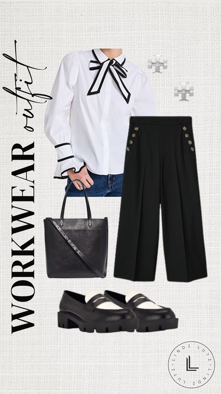 Workwear outfit inspo / 9 to 5 looks / shopbop finds / mango finds / madewell finds / nordstrom finds / workwear outfit / workwear style / white blouse / black work bag / black trousers / loafers / tory burch earrings 

#LTKitbag #LTKshoecrush #LTKstyletip