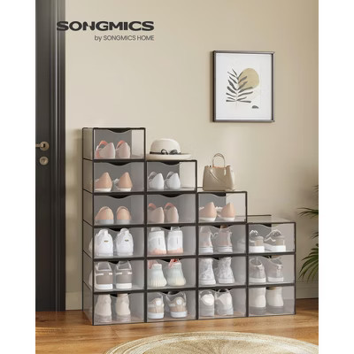 Stackable Shoe Boxes Set of 18 - Clear Plastic Shoe Organizers with Doors, Easy to Assemble, 9.1 x 13.1 x 5.6 Inches, Fits Up to US Size 9, Ink Black | Target