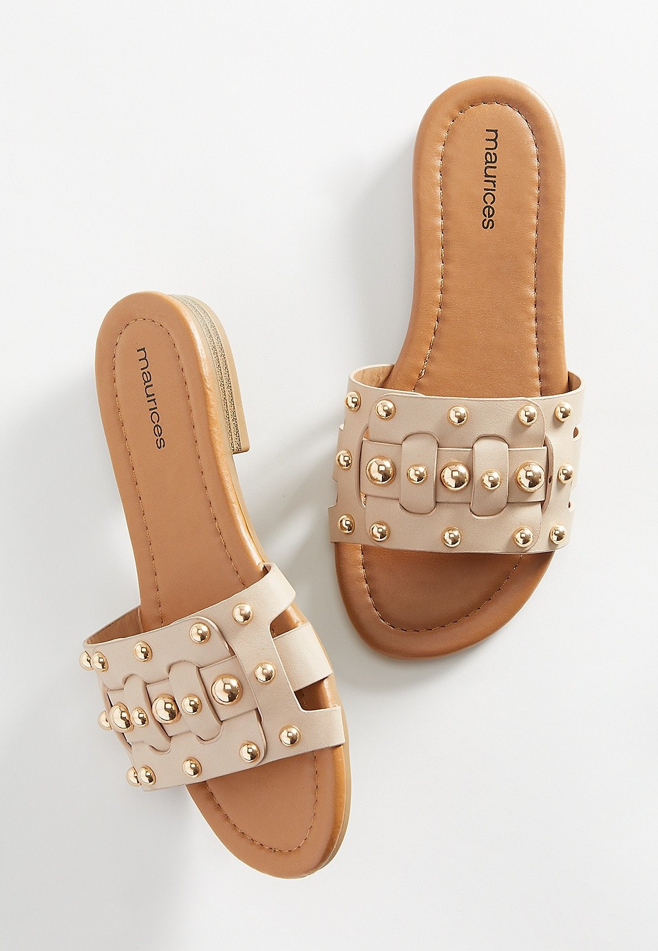 Hallie Beige Studded Sandal | Maurices