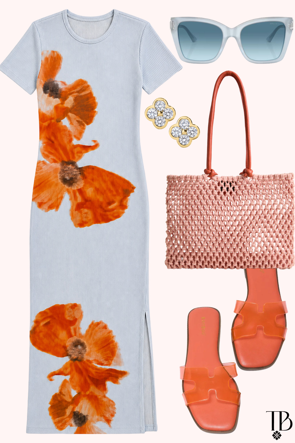 Serving coastal glam in bold florals 🌺✨ This dreamy floral midi dress paired with woven textures and poppy orange accessories is giving effortless summer chic. Perfect for vacation dinners, brunch dates, and resort nights. #LTKStyle #SummerDress #CoastalStyle #VacationOutfit #ResortWear #FloralDress #BrunchOutfit #OOTD
 

 