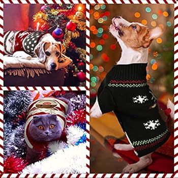 4 Pieces Christmas Dog Sweaters Dog Holiday Sweaters Puppy Snow Elk Reindeer Santa Claus Sweaters... | Amazon (US)