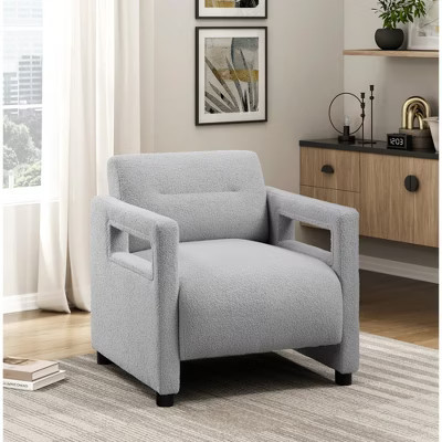 Boucle Upholstery Accent Chair with Foam Padding and Attached Cushions | Target