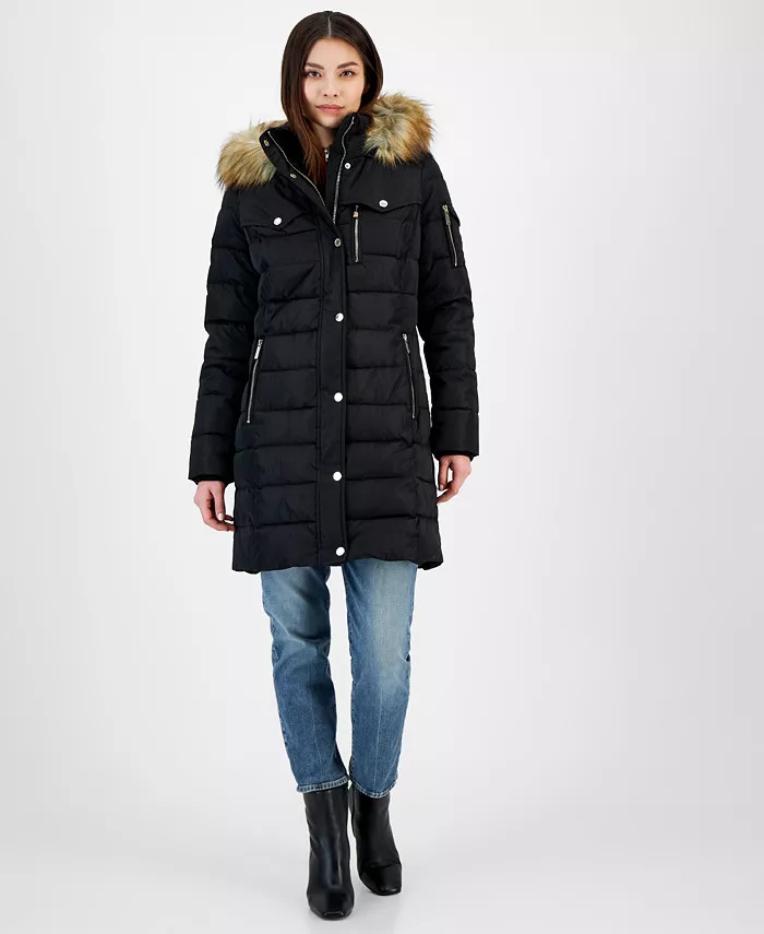 Women's Faux-Fur-Trim Hooded Puffer Coat, Regular & Petite, Created for Macy's | Macy's