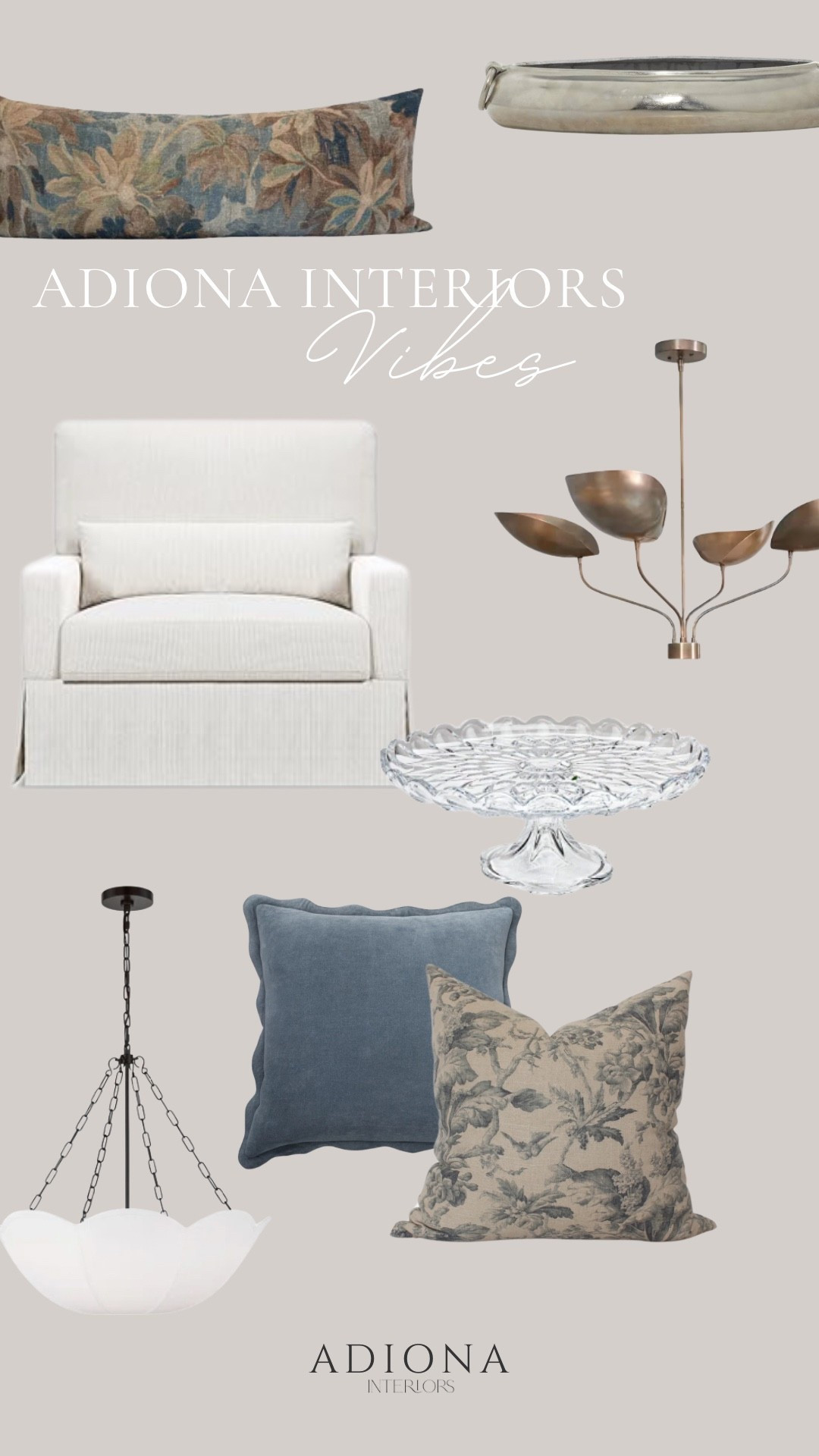 Adiona interiors vibes 

Chandelier, accent chair, glass pedestal tray, throw pillows, silver decorative bowl

#LTKSeasonal #LTKHome #LTKSaleAlert
