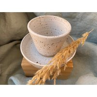 Hopies Stoneware Espresso Coffee Cup With A Saucer, Espresso Pottery Set, Speckled Ceramics, Coffee Plate, Ceramic Gift, Made To Order | Etsy (US)