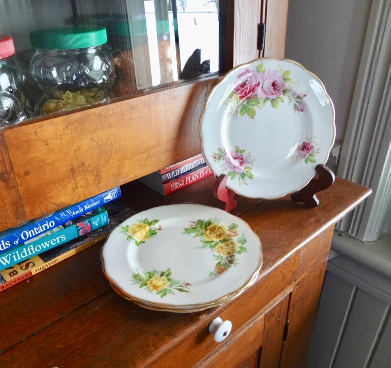 Royal Albert Pink American Beauty and Yellow Tea Rose, Bread or Salad Plate, 1940s | Etsy (CAD)